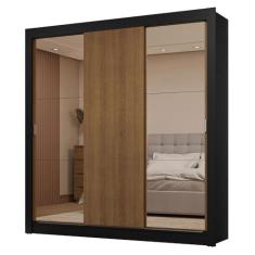 Guarda-roupa Casal 3 Portas de Correr com Espelhos 2 Gavetas Sublime Madesa
