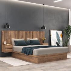 Cama Casal com Cabeceira 2 Mesa de Apoio 4 Gavetas 8281 Yescasa