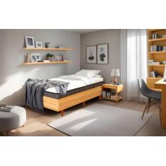 Cama Box Rústica Serenelife, Natural, Solteiro