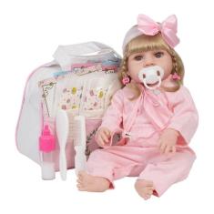 Bebê Tipo Reborn Recém Nascida Loira Kit 20 Itens Completa - Cegonha R