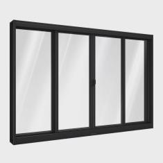 Janela de Aço de Correr Central 4 Folhas 100x100cm Aço Pronto Riobras