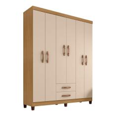 Guarda Roupa Casal 6 Portas E 2 Gavetas Monique Carvalho/off White - Pallazio