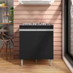 Balcão Para Cooktop Armário De Cozinha Andréia Preto
