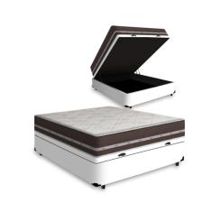Cama Box com Baú Casal + Colchão de molas - Anjos - Classic Superlastic 138cm