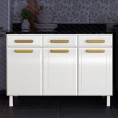 Balcão de Cozinha de Aço Triplo sem Tampo para Pia Ágata Branco