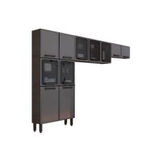 Kit De Cozinha Completa 3 Peças Estilo (2 Armários + 1 Paneleiro) Cpt88 Cinza/grafite - Bertolini