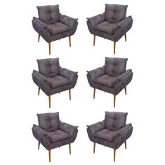 Kit 06 Sofás 1 Lugar De Luxo Opala Sala, Quarto Suede Cor:cinza