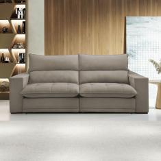 Sofá Retrátil e Reclinável Martinho 250cm Veludo Bege Claro  - Celflex