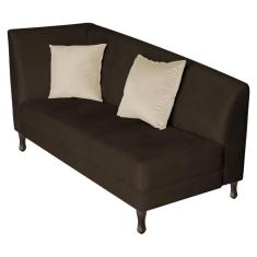 Recamier Heitor 160cm Com Almofada Lado Direito Sintético Cor Marrom-bege