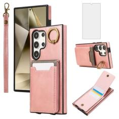 Asuwish Capa de telefone para Samsung Galaxy S24 Ultra 5G com protetor de tela de vidro temperado capa carteira e suporte de anel fino suporte de cartão acessórios de celular de couro S24Ultra 24S S