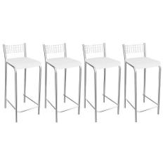Kit 4 Banquetas Sala Jantar Gênova 1B705CR 4 Un Cromado/Courano Branco