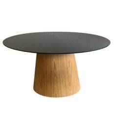 Mesa de Jantar Cone Oval 137x90 cm Tampo Laqueado Base Madeira Freijó 
