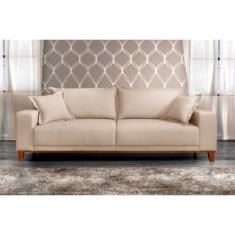 Sofá Fixo Argos 3 Lugares Luxo 200cm Castellar Móbile, Bege Claro