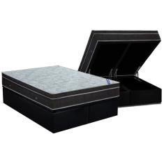 Conjunto Box Baú King: Colchão Espuma Ortobom Nanolastic Light + Base crc Suede Black(193x203)