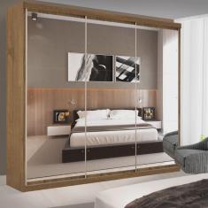 Guarda Roupa Casal Premium Ivy 205,9cm com Espelho 3 Portas 4 Gavetas Espresso Móveis