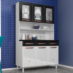 Cozinha de Aço Compacta Mirage New 6 Portas 3 Gavetas Branco/Preto - T