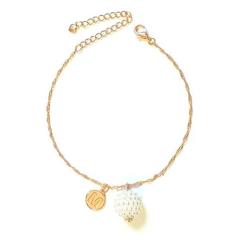 Pulseira Lembrancinha Madrinha Caixinho De Uva E Inicial Folheado A Ouro