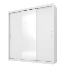 Guarda Roupa Casal Residence 3 Portas de Correr 2 Gavetas MDP com Espelho Branco Demóbile