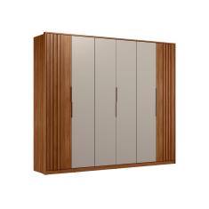 Guarda Roupa Casal Ripado Bali 6 Portas 6 Gavetas MDP Nogueira Touch-Nude Prime TX Demóbile