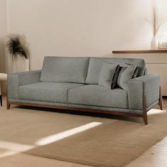Sofá Fixo Magnus 3 Lugares Luxo 2,10m Elegância e Sofisticação Cinza -
