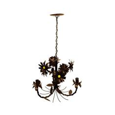Luminária de Teto Artesanal Para Sala de Jantar com Flores 03 Bocas