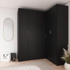 Guarda Roupa Modulado de Canto 3 Peças 5 Portas Hera CabeCasa MadeiraMadeira Preto