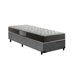 Cama Box Solteiro Colchão Mola Bonnel Acolchões + Box Suede 64x88x188