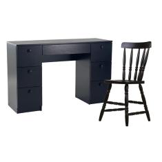 Mesa de Escritório Ditália 7 Gavetas  Cadeira Pe-100 Preto