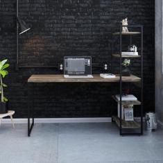 Mesa C-estante Alta 150x64x147cm C-04 Prateleiras Carvalho Dark - Est.preta Carvalho Dark