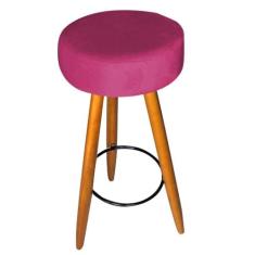 Kit 02 Banqueta Alta Flora Pés Palito em Madeira Caramelo  Bar Bistrô 