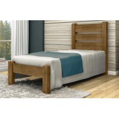 Cama de Solteiro Maiorca de Madeira Maciça Angelim Pedra/Tauari - Cor 