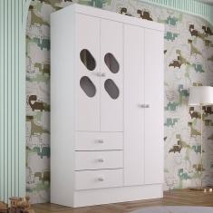 Guarda Roupa Infantil 4 Portas com Janela 2 Gavetas Maya Rodial
