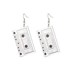 Just Follow Brincos de fita cassete retrô pendurados bonitos para mulheres, joias modernas, acessório de enfeite de orelha, presente de Natal, Plástico, n/c