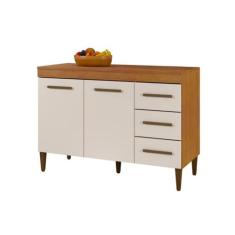 Balcão de Cozinha com Tampo 2 Portas 3 Gavetas Virtus - Kaiki Móveis, 