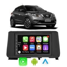 Kit Multimidia Android 7 Pol Kicks 2016 - 2022 CarPlay + Câmera e Mold