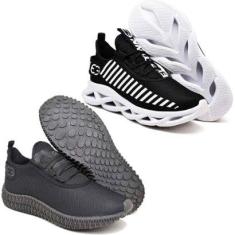 Tênis Caminhada Academia Corrida Confortavel 2 Pares Diferentes-Masculino