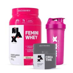 Combo Whey Feminino 900g, Creatina 150g e Coqueteleira Max-Feminino