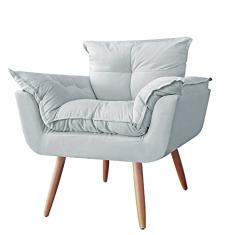 Poltrona Decorativa Opalla Pés Palito Suede Branco - DS Estofados