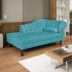 Diva Recamier Dora 130cm Lado Esquerdo Suede Azul Turquesa