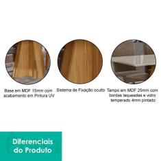 Mesa Retangular para Sala De Jantar 130x80 Tampo De Vidro/MDF Patricia Cimol Nature/Off White