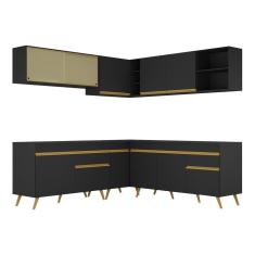 Cozinha Completa De Canto Veneza Gb Mp2061 Com Armário E Balcão Preta