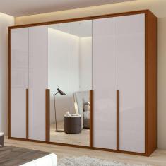 Guarda-Roupa Casal Imperatore 6 Portas com Espelho 100% Mdf Frassino /Off White - Móveis Lopas