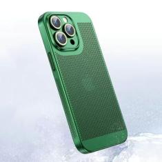 Capa de telefone de malha respirável galvanizada de luxo para iphone 12 13 11 14 15 Pro Max 14Plus X XS Max 13Mini capa de dissipação de calor, verde, para iphone 12 Pro