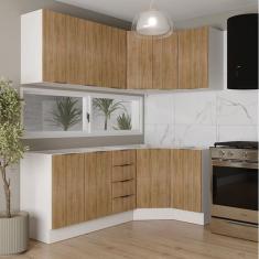 Cozinha Modulada 6 Peças sem Tampo com Rodapé 3 Aéreos e 3 Balcões Ipanema Cabecasa Madeiramadeira Acácia
