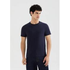 Camiseta Básica Masculina Manga Curta Slim - Hering, M, Azul escuro