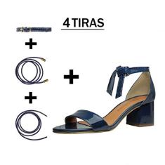 Sandália Troca Tira Salto Baixo Grosso Luiza Sobreira Verniz Azul Marinho Mod. 2015-2