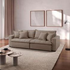 Sofá Cama Jupiter 3 Lugares Retrátil Reclinável 2,30m Linho com Molas 
