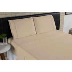 Jogo de Lençol Completo Cama Casal Padrão 400 Fios Toque Macio 4 Peças