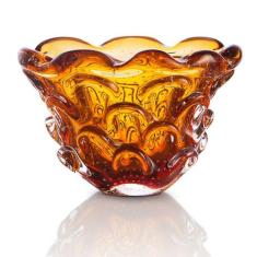 Vaso Em Cristal Murano Âmbar  São Marcos
