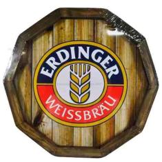 Quadro Tampa De Barril Em Madeira Rústica Cerveja Erdinger